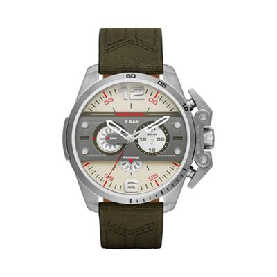 Men's 'Ironside' champagne dial green strap watch dz4389
